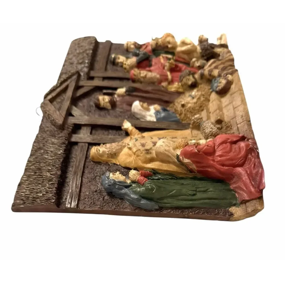 VINTAGE NATIVITY 3D WALL Decor Plaque HAND PAINTED Poly Stone FAST SHIP 3323-41